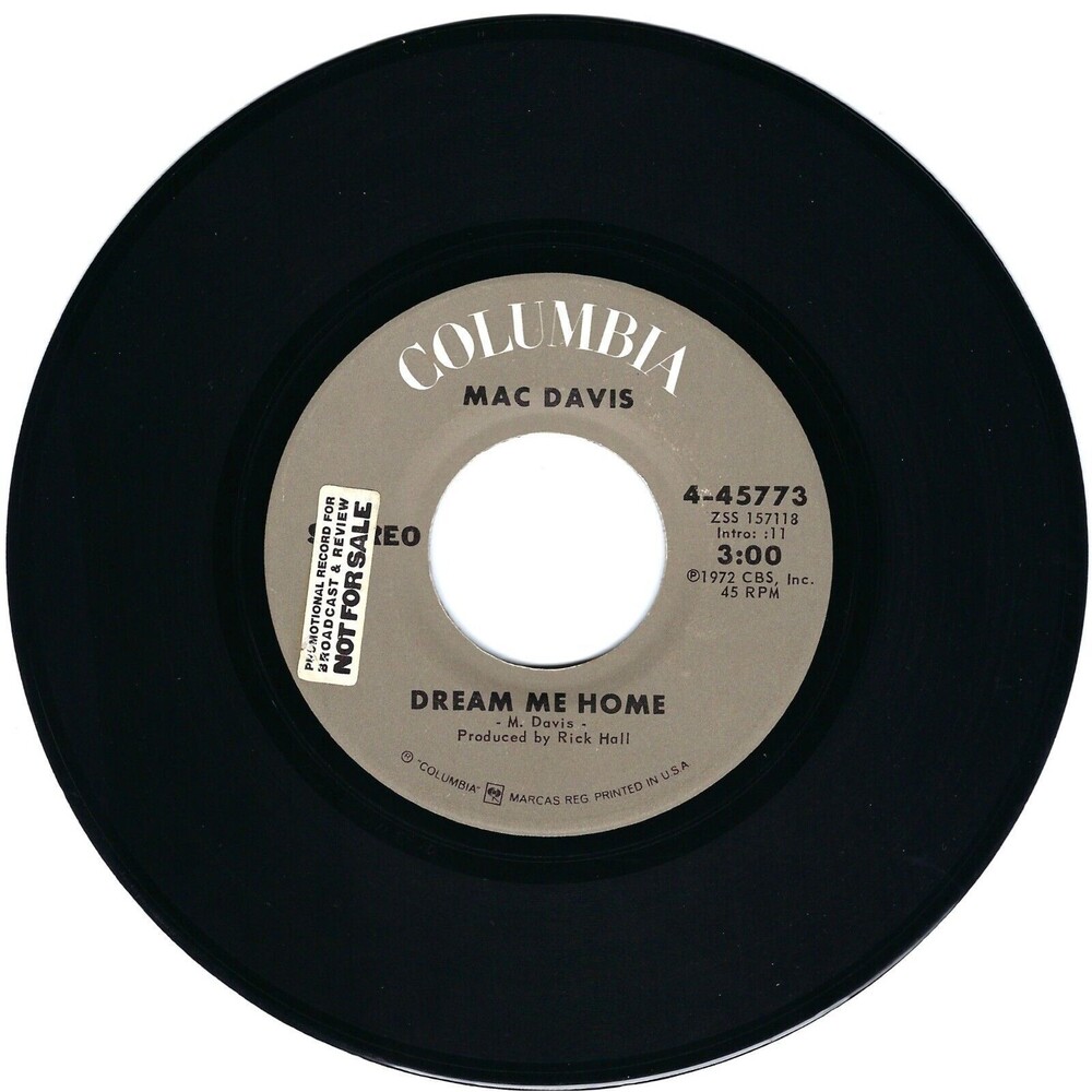 Mac Davis 45 RPM - Dream Me Home / Spread Your Love On Me - Columbia VG+ Country